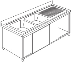 Doppelspülschrank 7LAS2GD (Tropffläche rechts)