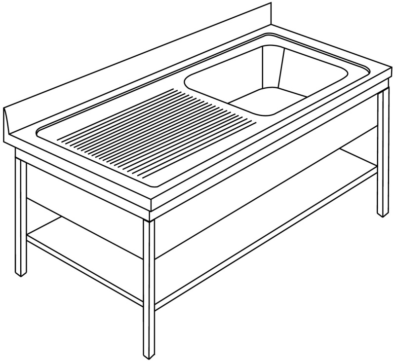 Spültisch LR1GS Tiefe 700 mm (Spüle rechts)