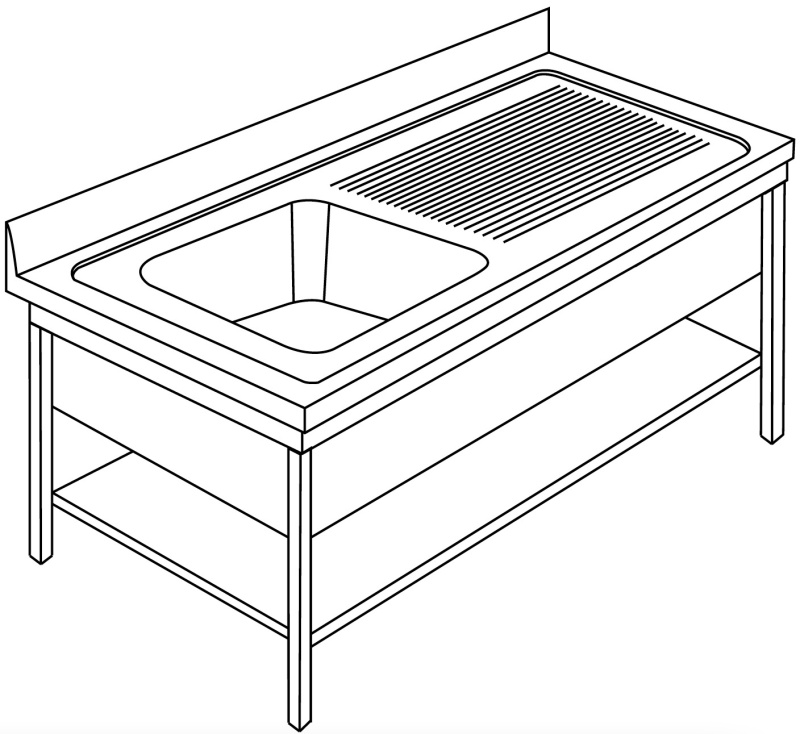 Spültisch LR1GD Tiefe 600 mm (Spüle links)