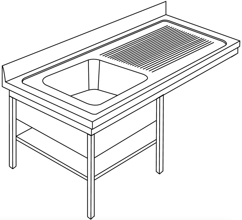 Spültisch mit Überstand 7LRL1GD (Plattenüberstand rechts)