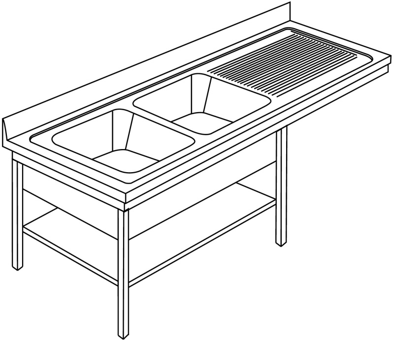 Spültisch mit Überstand 7LRL2GD (Plattenüberstand rechts)