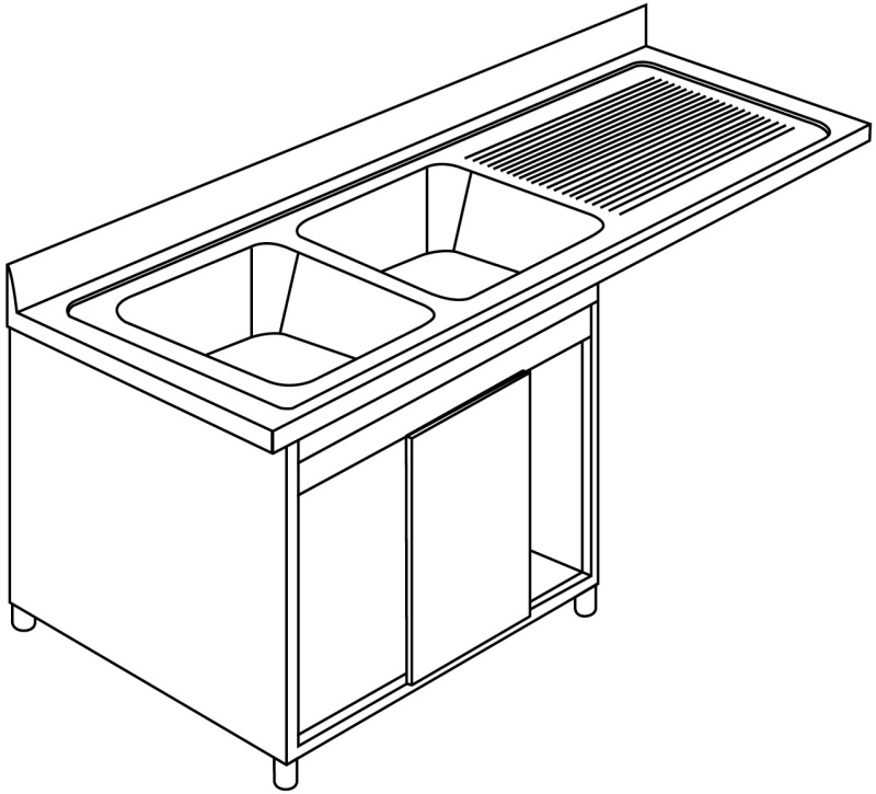 Doppelspülschrank 7LASL2GD (Plattenüberstand rechts)