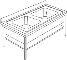 Spültisch LR2V Tiefe 700 mm (2 Spülbecken)