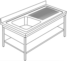 Spültisch LR1GD Tiefe 700 mm (Spüle links)