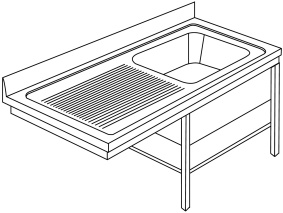 Spültisch mit Überstand 7LRL1GS Breite (Plattenüberstand links)