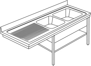 Spültisch mit Überstand 7LRL2GS (Plattenüberstand links)