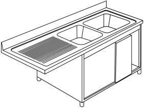 Doppelspülschrank 7LASL2GS (Plattenüberstand links)